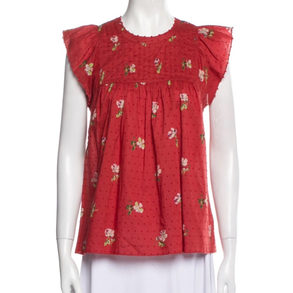 Ulla Johnson Red Floral Top Size 4